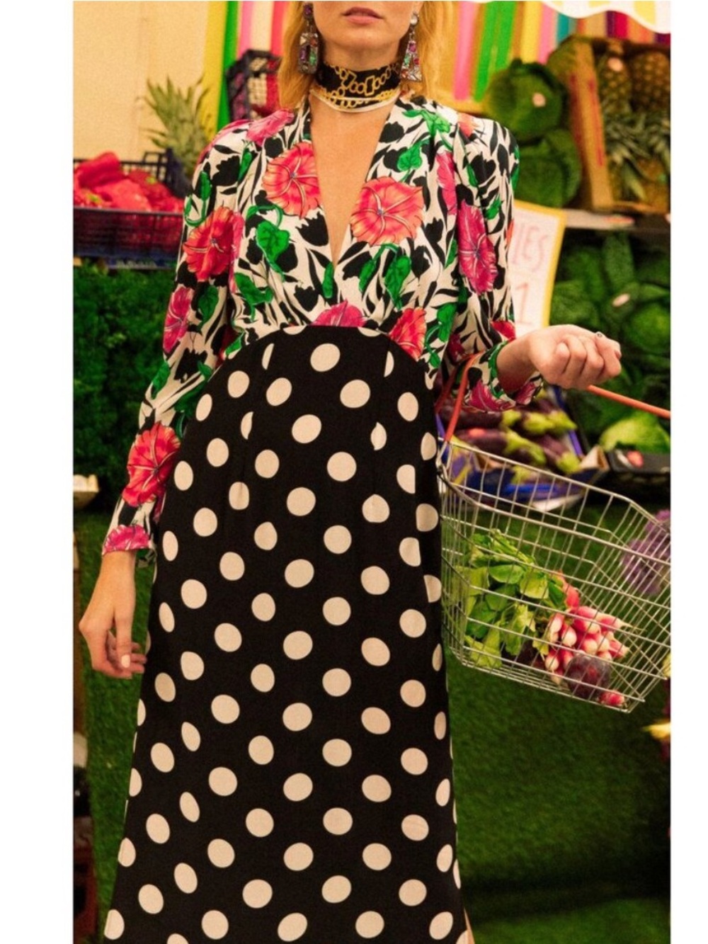 Rixo Gretal Floral Polka Dot Dress
